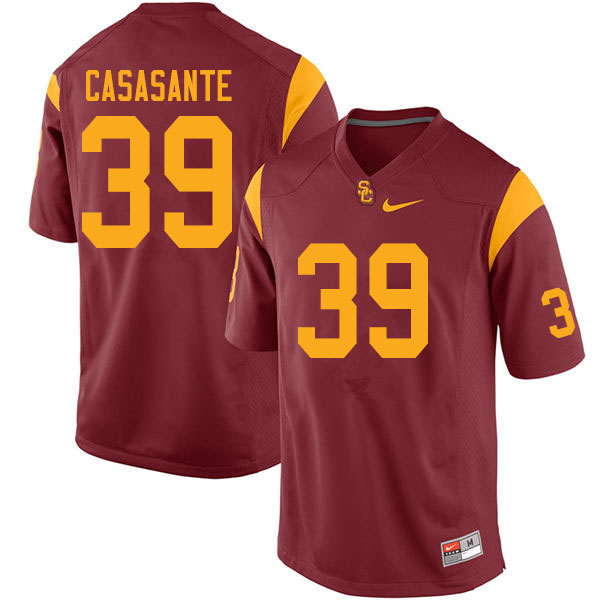 Men #39 Jac Casasante USC Trojans College Football Jerseys Sale-Cardinal